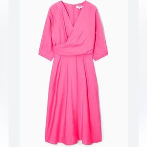 COS Pink A-Line Midi Dress with Dolman Sleeves size medium